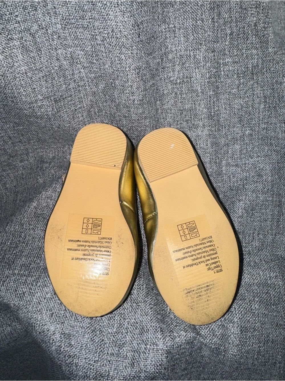 Janie and Jack Girls Metallic Gold Mary Jane Shoes with Bow